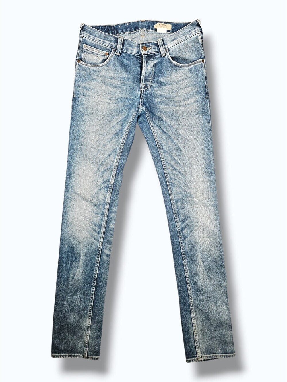 Light Blue Faded Skinny Jeans Slim Leg Denim Y2K Alt Grunge Punk Emo Scene 30x34